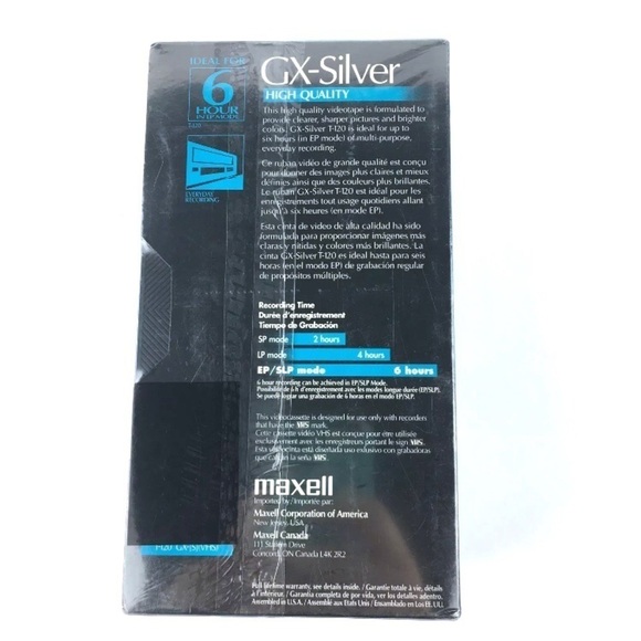 3 MAXELL VHS Tapes GX-Silver T-120 6 Hour Blank Factory Sealed - Picture 4 of 6